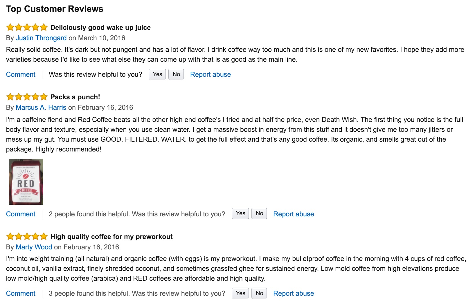 Red Coffee Product Rating