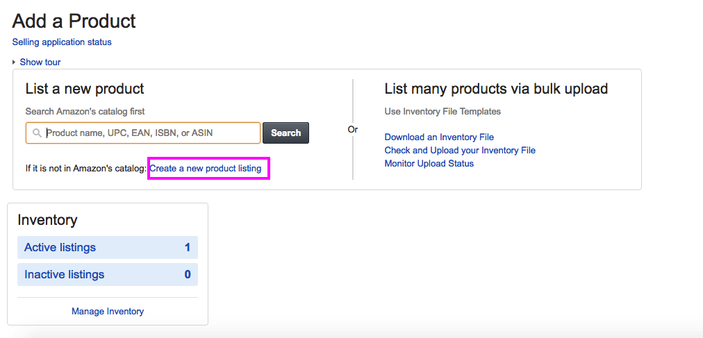 ADD A PRODUCT - Create New Listing Step 1