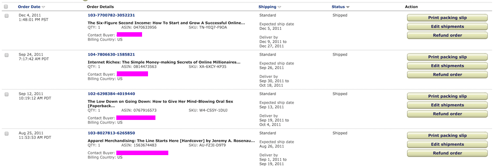 Manage Amazon Orders 2011