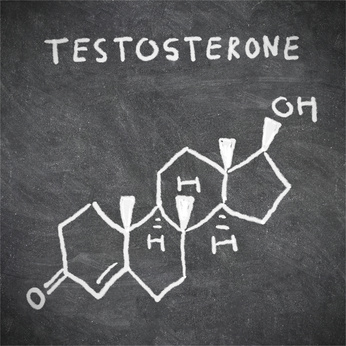 Testosterone chemical structure formula on blackboard