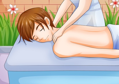 Cartoon illustration of a man having a massage